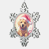 Niedlicher Labrador Retriever mit pastellfarbenem Schneeflocken Zinn-Ornament (Rechts)