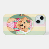 Niedlicher Labrador Retriever Pastell Lines Cotatt iPhone 15 Hülle (Rückseite (Horizontal))