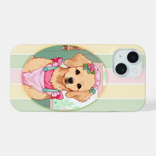 Niedlicher Labrador Retriever Pastell Lines Cotatt iPhone 15 Hülle (Rückseite (Horizontal))