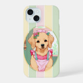 Niedlicher Labrador Retriever Pastell Lines Cotatt iPhone 15 Hülle (Rückseite)
