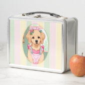 Niedlicher Labrador Retriever Pastell Lines Cotatt Metall Brotdose (Beispiel)