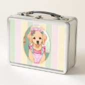 Niedlicher Labrador Retriever Pastell Lines Cotatt Metall Brotdose (Vorderseite)