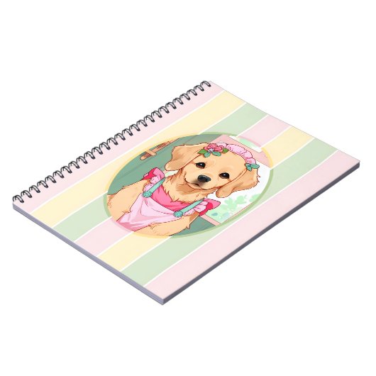 Niedlicher Labrador Retriever Pastell Lines Cotatt Notizblock (Linke Seite)