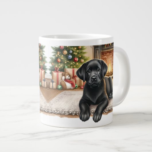 Niedlicher Labrador Retriever Weihnachtsferien Wel Jumbo-Tasse (Vorderseite Rechts)