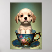 Niedlicher Labrador Welpe in einem Teacup Poster (Vorne)
