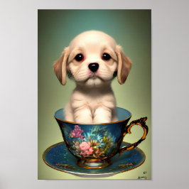 Niedlicher Labrador Welpe in einem Teacup Poster
