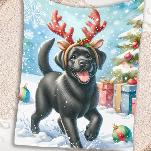Niedlicher Labrador Welpe Weihnachtsfeiertag Hund  Fleecedecke