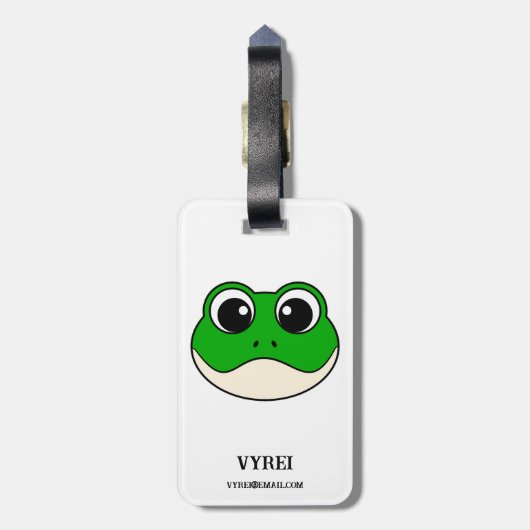 Niedlicher Lächelfrosch Gepäckanhänger (Rückseite vertikal)