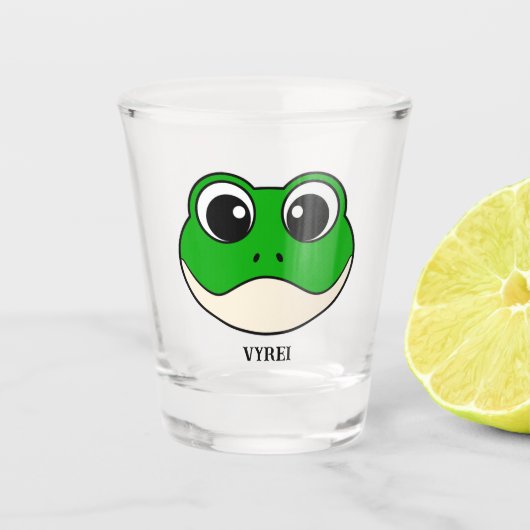 Niedlicher Lächelfrosch Schnapsglas (Vorderseite)