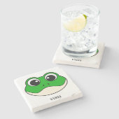 Niedlicher Lächelfrosch Steinuntersetzer (Seitenansicht)