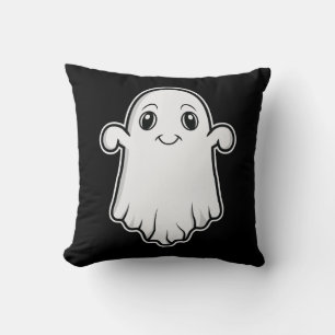 Niedlicher lächelnder Cartoon-Geist Halloween Schw Kissen