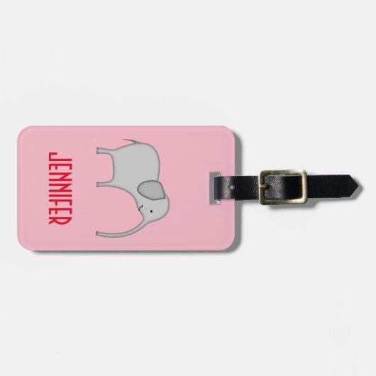 Niedlicher lächelnder Elefant-Charakter, Gepäckanhänger (Vorderseite horizontal)