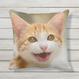 Niedlicher lächelnder Kätzchen-lustiger KatzeMeow Kissen Für Draußen
