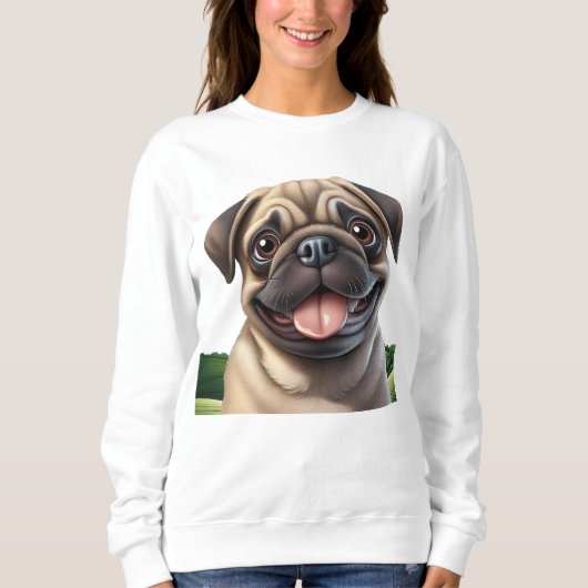Niedlicher lächelnder Mops Sweatshirt (Vorderseite)