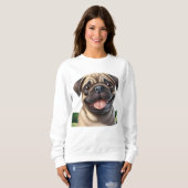 Niedlicher lächelnder Mops Sweatshirt (Vorne ganz)