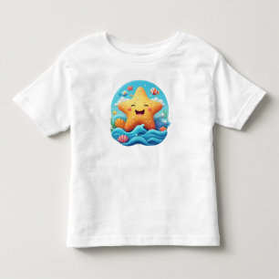 Niedlicher lächelnder Seestern-Cartoon am Strand Kleinkind T-shirt