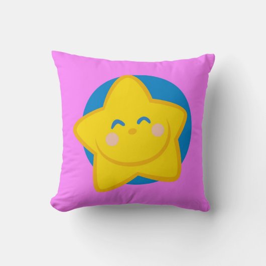 Niedlicher lächelnder Stern, rosa Kissen (Vorderseite)