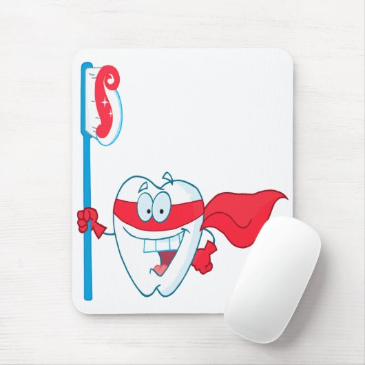 Niedlicher Lächelnder Superheldenstand mit Zahnbür Mousepad (Mit Mouse)