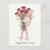 Niedlicher lächelnder Vintage-Valentins-Cupid mit