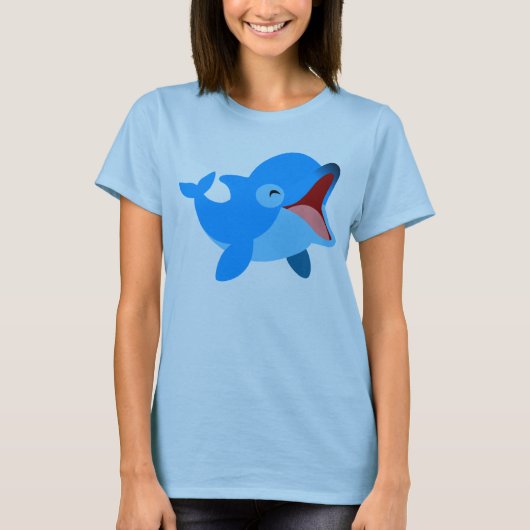 Niedlicher lachender Cartoon Dolphin T - Shirt (Vorderseite)
