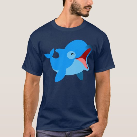Niedlicher lachender Cartoon Dolphin T - Shirt (Vorderseite)
