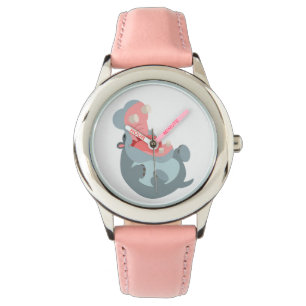 Niedlicher lachender Cartoon Hippo Watch Armbanduhr