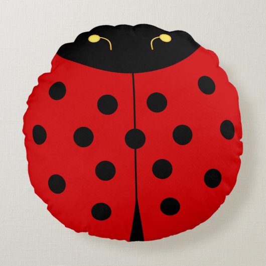 Niedlicher Lady Bug in Black & Red Rundes Kissen (Vorderseite)