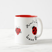 Niedlicher Lady Bug Personalisiert Mimis kleiner L Zweifarbige Tasse (VorderseiteRechts)