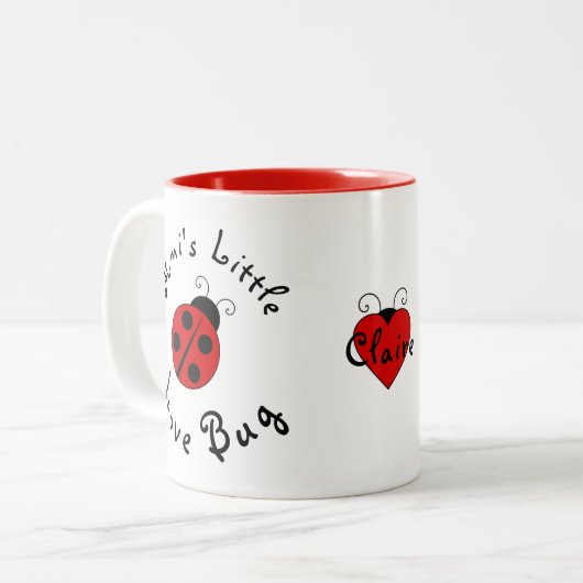 Niedlicher Lady Bug Personalisiert Mimis kleiner L Zweifarbige Tasse (Vorderseite Links)
