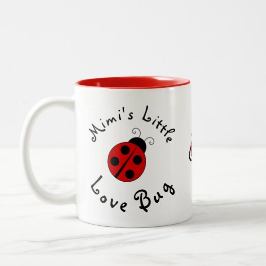 Niedlicher Lady Bug Personalisiert Mimis kleiner L Zweifarbige Tasse (Links)
