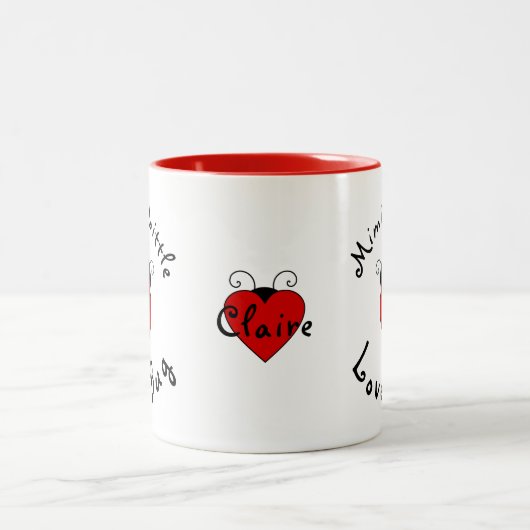 Niedlicher Lady Bug Personalisiert Mimis kleiner L Zweifarbige Tasse (Mittel)