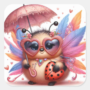 Niedlicher Lady Bug Quadratischer Aufkleber