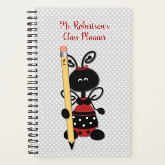 Niedlicher Lady Bug Teacher Daily Planer (Vorderseite)