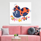 Niedlicher Lady Bug und Blume Canvas Print Leinwanddruck (Insitu (Wohnzimmer))