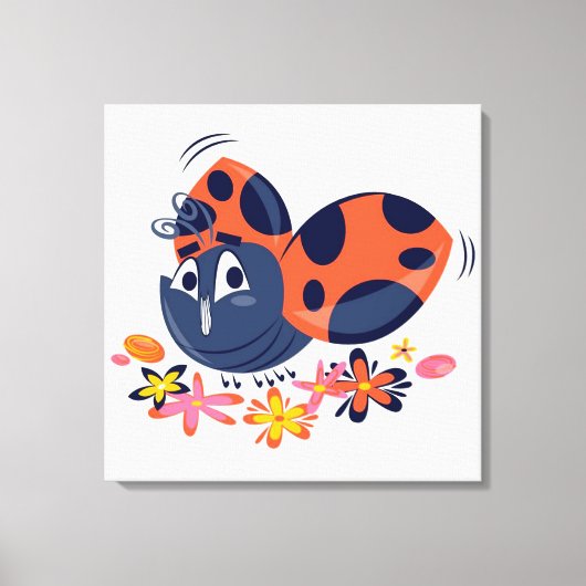 Niedlicher Lady Bug und Blume Canvas Print Leinwanddruck (Vorderseite)