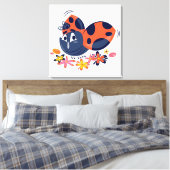Niedlicher Lady Bug und Blume Canvas Print Leinwanddruck (Insitu (Schlafzimmer))