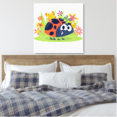 Niedlicher Lady Bug und Blume Canvas Print Leinwanddruck (Insitu (Schlafzimmer))