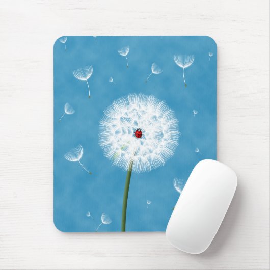 Niedlicher Ladybug auf einem Löwenzahn Mousepad (Mit Mouse)