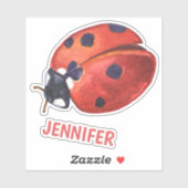 Niedlicher Ladybug-Cartoon - Personalisierter Kind Aufkleber (Blatt)