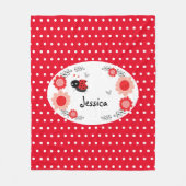 Niedlicher Ladybug-Individuelle Name Rosa und Rote Fleecedecke (Vorderseite)