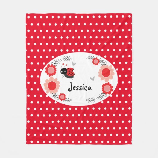 Niedlicher Ladybug-Individuelle Name Rosa und Rote Fleecedecke (Vorderseite)