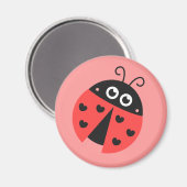 Niedlicher Ladybug mit Herzen als Flecken Magnet (Vorderseite/Rückseite)