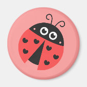 Niedlicher Ladybug mit Herzen als Flecken Magnet (Vorne)