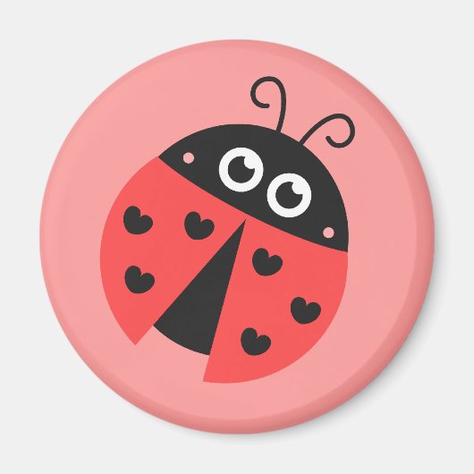 Niedlicher Ladybug mit Herzen als Flecken Magnet (Vorne)