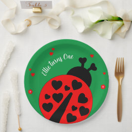 Niedlicher Ladybug mit Herzen Pappteller
