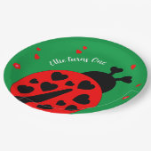 Niedlicher Ladybug mit Herzen Pappteller (Schrägansicht)