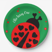 Niedlicher Ladybug mit Herzen Pappteller (Vorderseite)