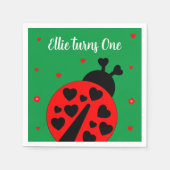 Niedlicher Ladybug mit Herzen Serviette (Vorderseite)