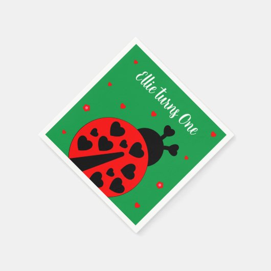 Niedlicher Ladybug mit Herzen Serviette (Ecke)