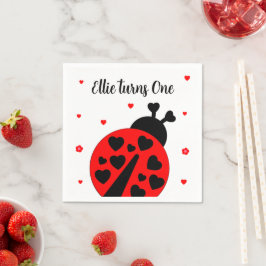 Niedlicher Ladybug mit Herzen Serviette